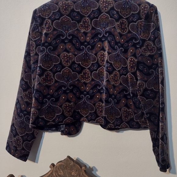 Size 16 VTG printed paisley velvet jacket black - Picture 6 of 7